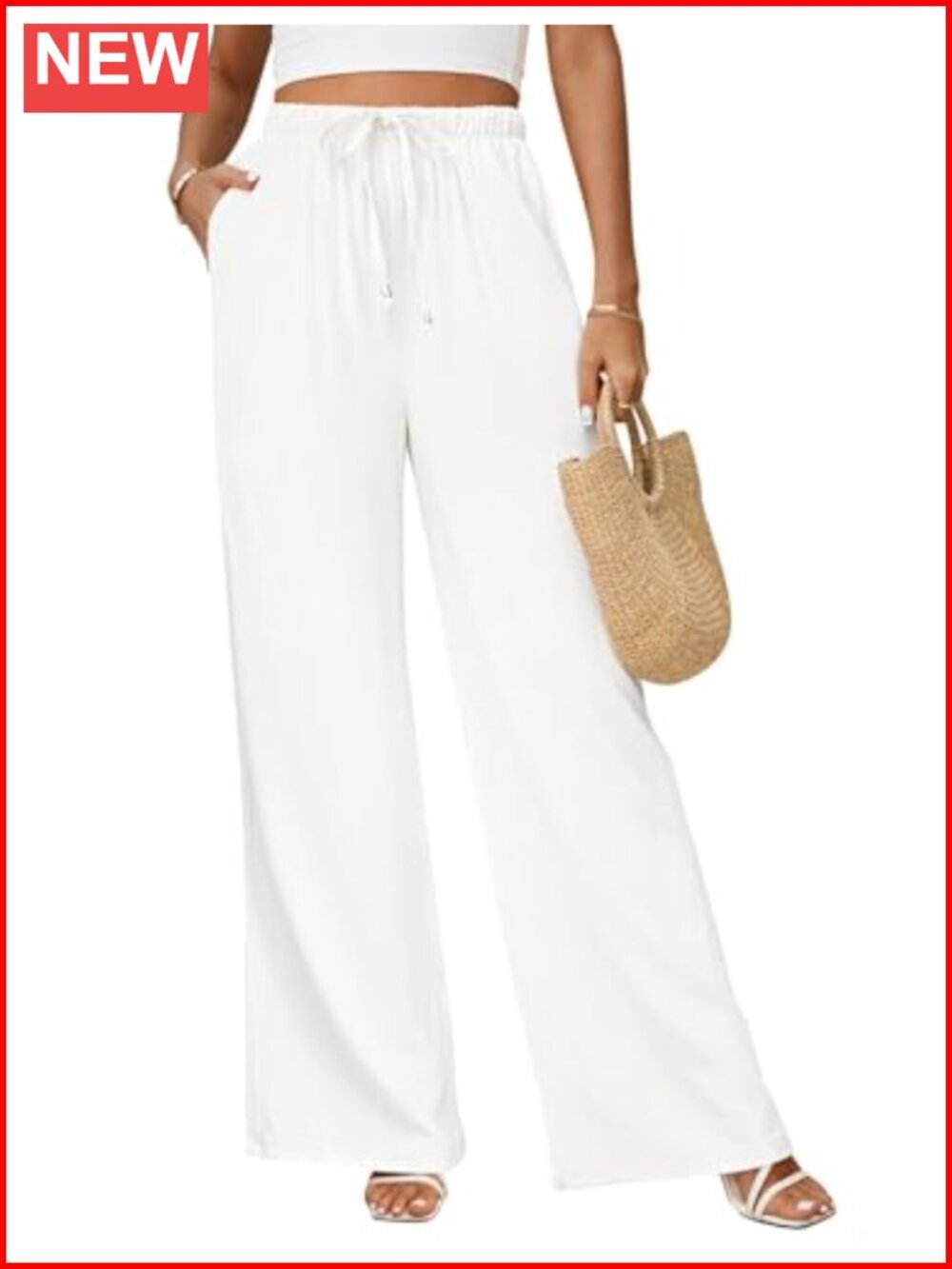 Women's High Waist Wide Leg Linen Palazzo Pants